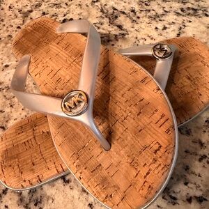 Michael Kors Cork Sandals with Silver Straps